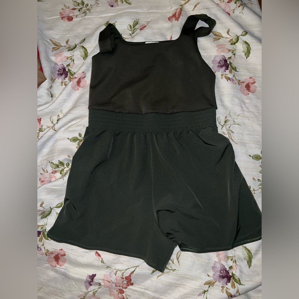 Olive Green Athletic Romper (shorts)